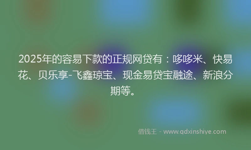 2025年的容易下款的正规网贷有：哆哆米、快易花、贝乐享-飞鑫琼宝、现金易贷宝融途、新浪分期等。