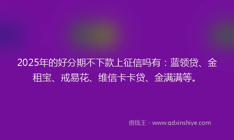 2025年的好分期不下款上征信吗有：蓝领贷、金租宝、戒易花、维信卡卡贷、金满满等。