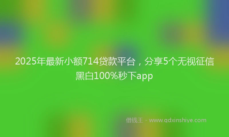 2025年最新小额714贷款平台，分享5个无视征信黑白100%秒下app