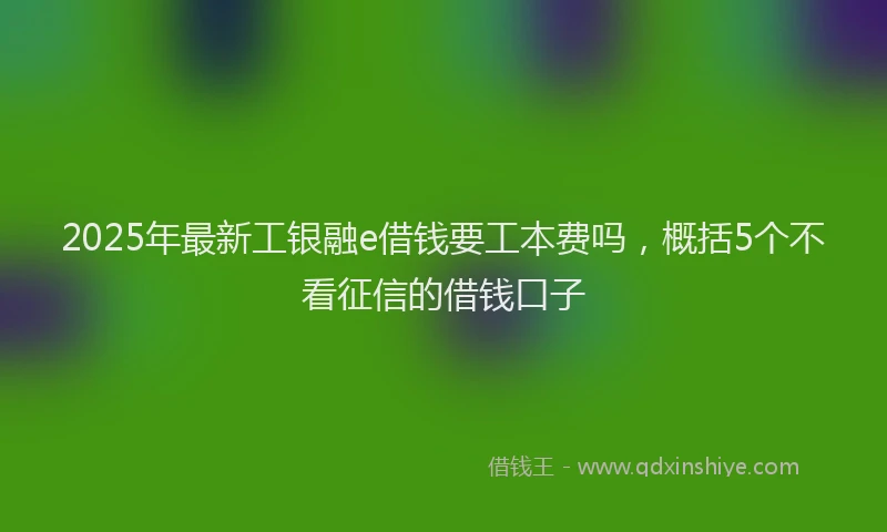 2025年最新工银融e借钱要工本费吗，概括5个不看征信的借钱口子