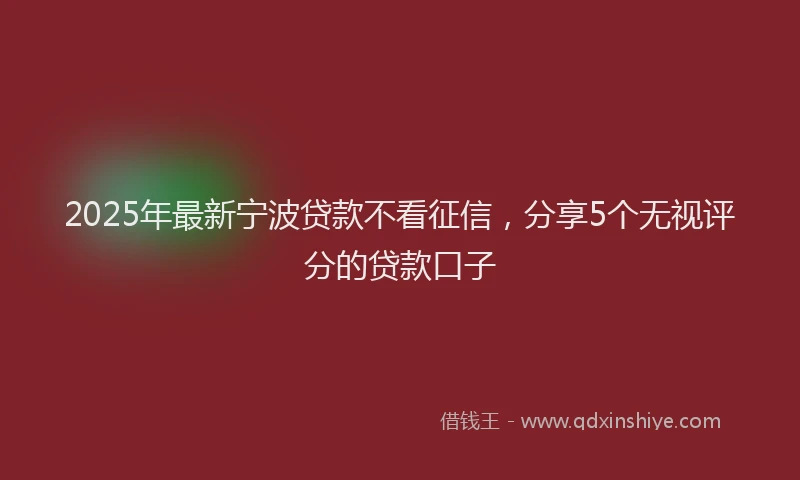 2025年最新宁波贷款不看征信，分享5个无视评分的贷款口子