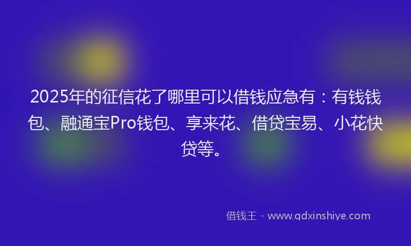 2025年的征信花了哪里可以借钱应急有：有钱钱包、融通宝Pro钱包、享来花、借贷宝易、小花快贷等。