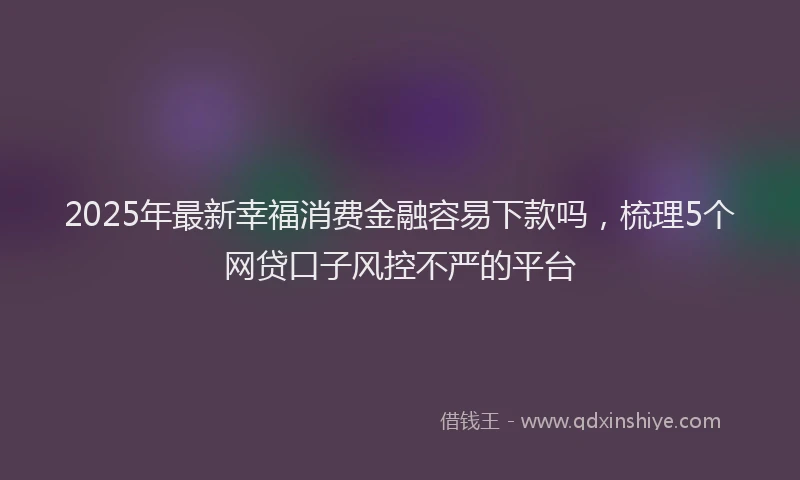 2025年最新幸福消费金融容易下款吗，梳理5个网贷口子风控不严的平台