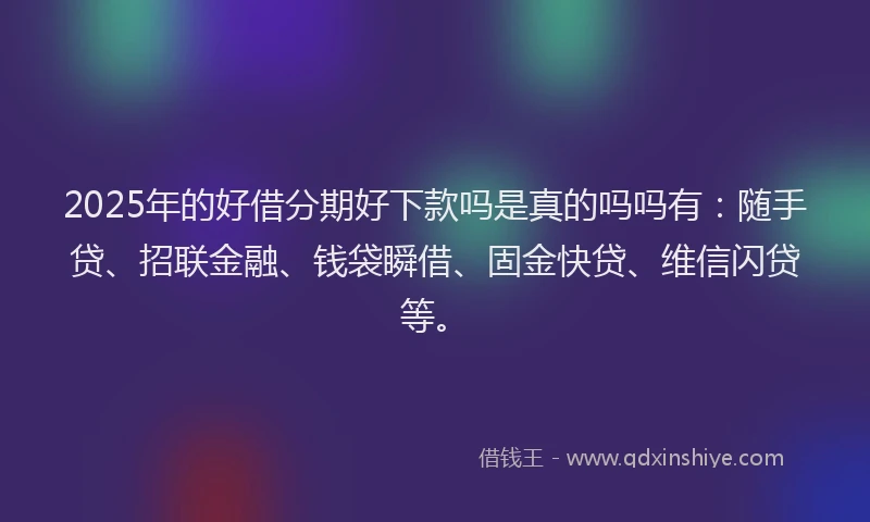 2025年的好借分期好下款吗是真的吗吗有：随手贷、招联金融、钱袋瞬借、固金快贷、维信闪贷等。