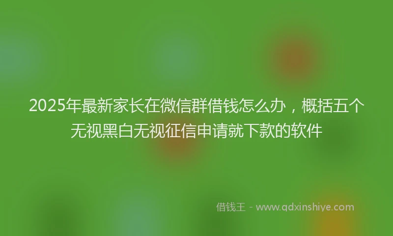 2025年最新家长在微信群借钱怎么办，概括五个无视黑白无视征信申请就下款的软件