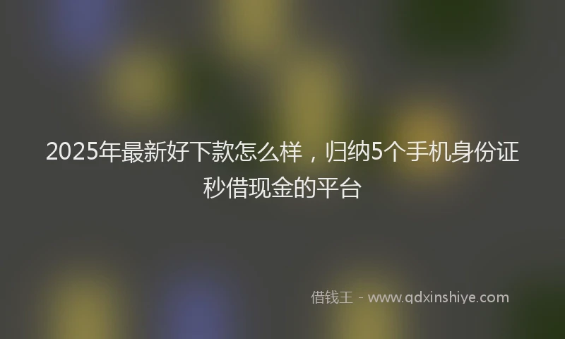 2025年最新好下款怎么样，归纳5个手机身份证秒借现金的平台