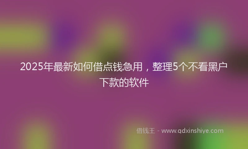 2025年最新如何借点钱急用，整理5个不看黑户下款的软件
