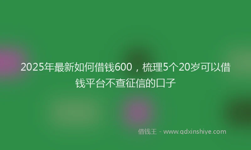 2025年最新如何借钱600，梳理5个20岁可以借钱平台不查征信的口子
