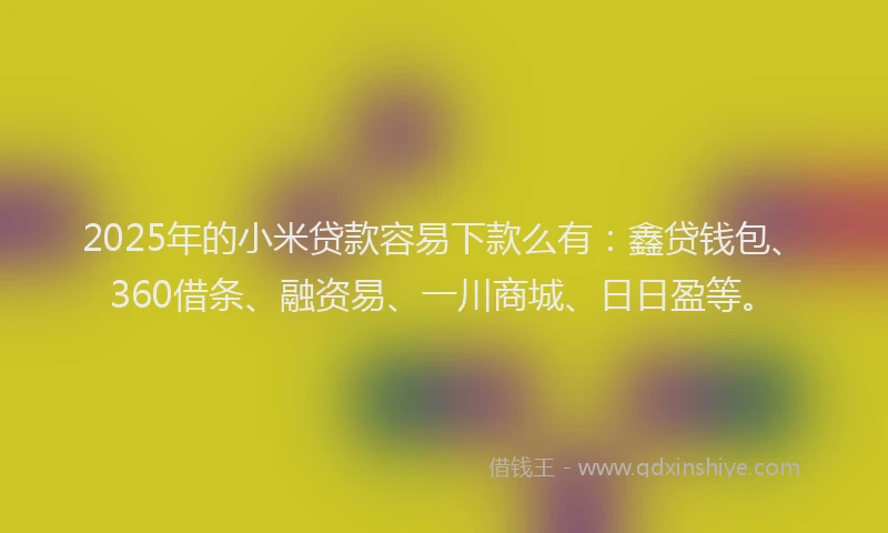 2025年的小米贷款容易下款么有：鑫贷钱包、360借条、融资易、一川商城、日日盈等。