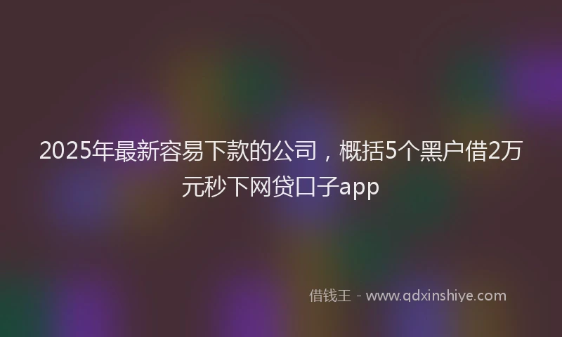 2025年最新容易下款的公司，概括5个黑户借2万元秒下网贷口子app