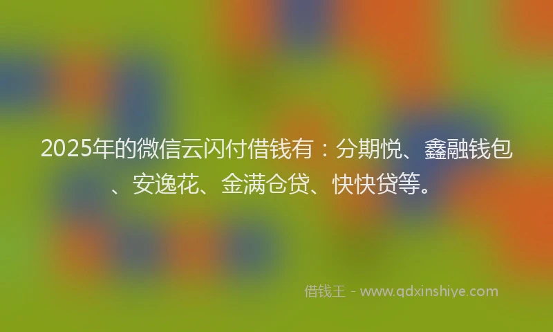 2025年的微信云闪付借钱有：分期悦、鑫融钱包、安逸花、金满仓贷、快快贷等。