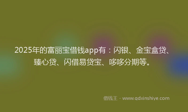 2025年的富丽宝借钱app有：闪银、金宝盒贷、臻心贷、闪借易贷宝、哆哆分期等。