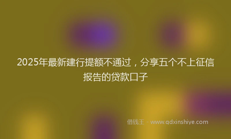 2025年最新建行提额不通过，分享五个不上征信报告的贷款口子