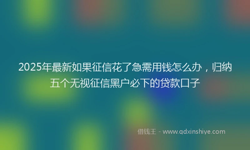 2025年最新如果征信花了急需用钱怎么办，归纳五个无视征信黑户必下的贷款口子