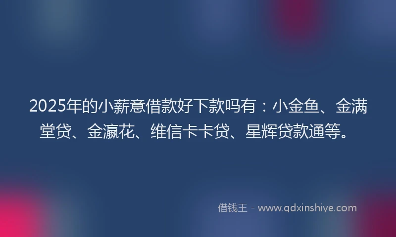 2025年的小薪意借款好下款吗有：小金鱼、金满堂贷、金瀛花、维信卡卡贷、星辉贷款通等。