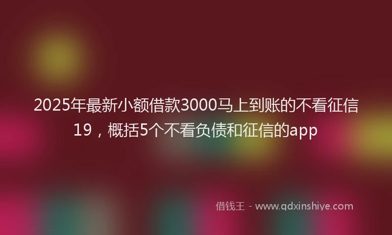 2025年最新小额借款3000马上到账的不看征信19，概括5个不看负债和征信的app