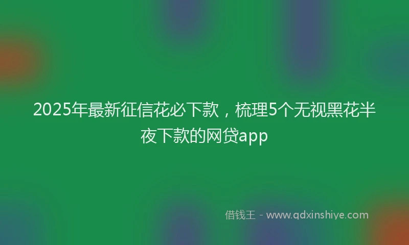 2025年最新征信花必下款，梳理5个无视黑花半夜下款的网贷app