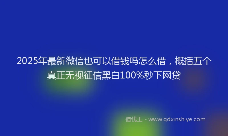 2025年最新微信也可以借钱吗怎么借，概括五个真正无视征信黑白100%秒下网贷