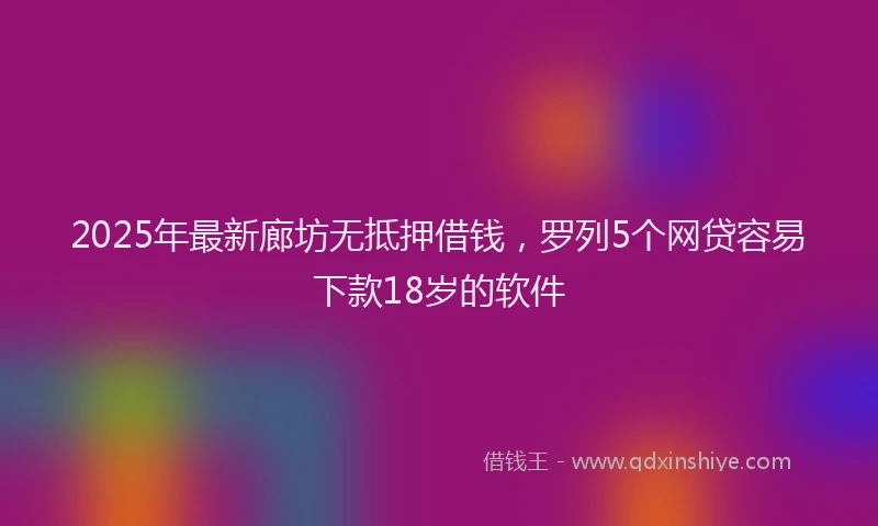 2025年最新廊坊无抵押借钱，罗列5个网贷容易下款18岁的软件