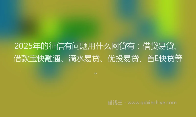 2025年的征信有问题用什么网贷有：借贷易贷、借款宝快融通、滴水易贷、优投易贷、首E快贷等。