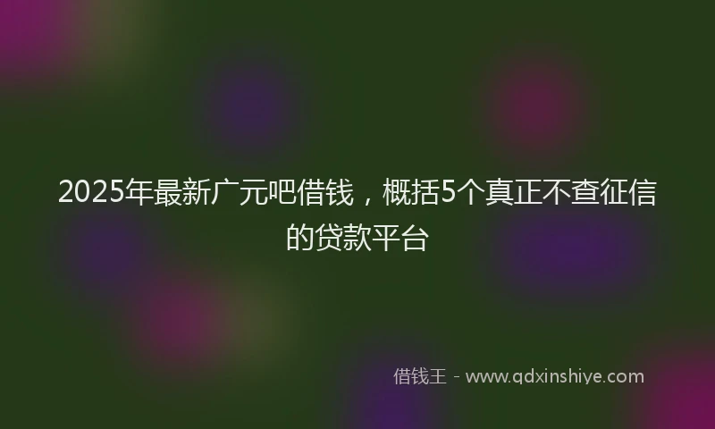 2025年最新广元吧借钱，概括5个真正不查征信的贷款平台