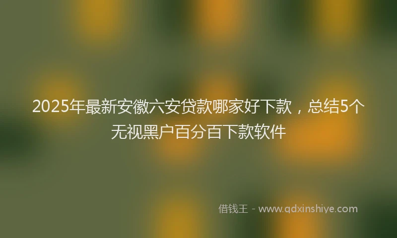2025年最新安徽六安贷款哪家好下款，总结5个无视黑户百分百下款软件