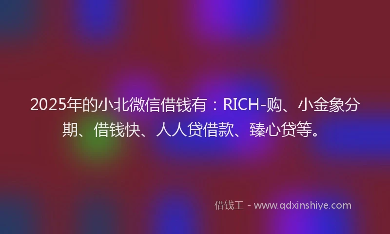 2025年的小北微信借钱有：RICH-购、小金象分期、借钱快、人人贷借款、臻心贷等。