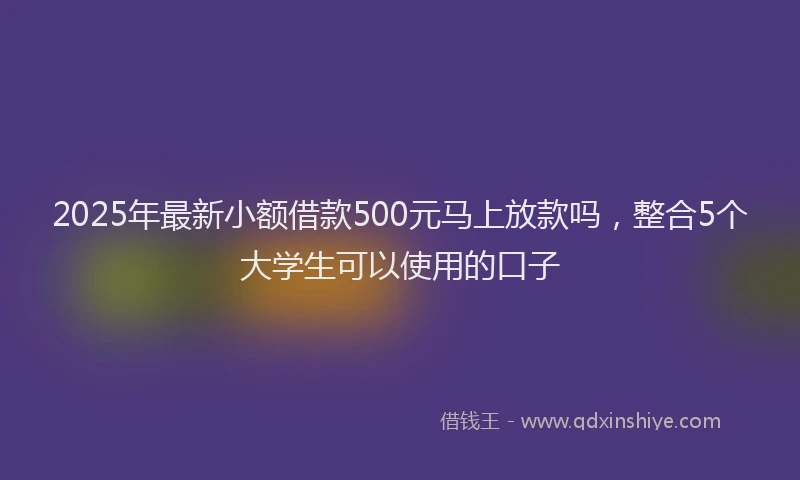 2025年最新小额借款500元马上放款吗，整合5个大学生可以使用的口子