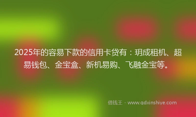 2025年的容易下款的信用卡贷有：玥成租机、超易钱包、金宝盒、新机易购、飞融金宝等。
