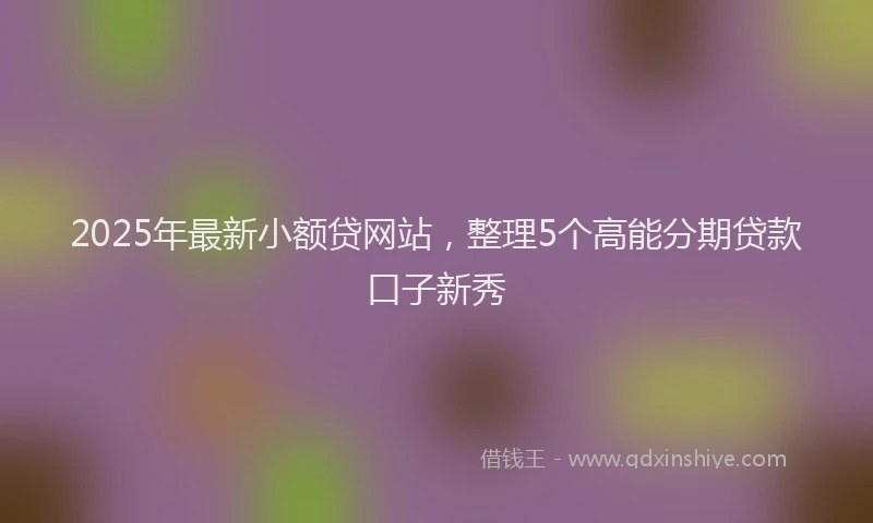 2025年最新小额贷网站，整理5个高能分期贷款口子新秀