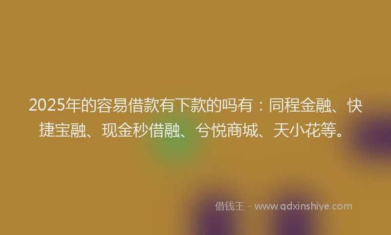 2025年的容易借款有下款的吗有：同程金融、快捷宝融、现金秒借融、兮悦商城、天小花等。