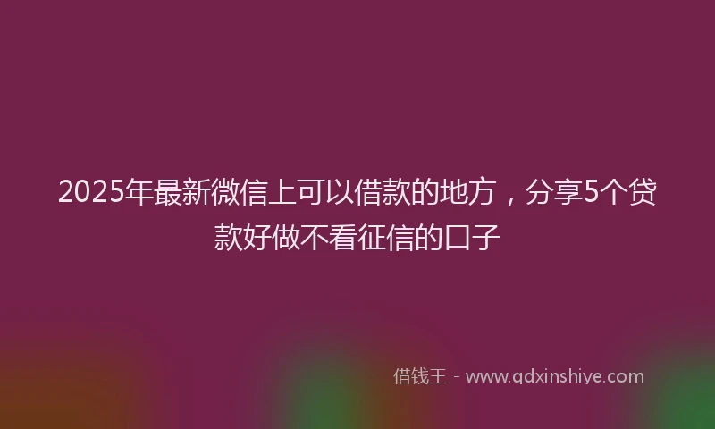 2025年最新微信上可以借款的地方，分享5个贷款好做不看征信的口子
