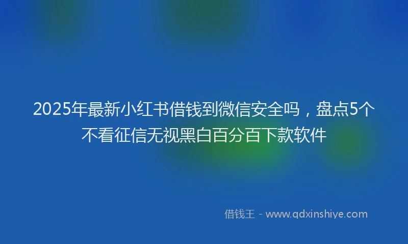 2025年最新小红书借钱到微信安全吗，盘点5个不看征信无视黑白百分百下款软件