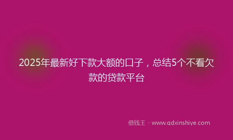 2025年最新好下款大额的口子，总结5个不看欠款的贷款平台