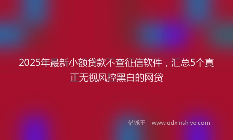 2025年最新小额贷款不查征信软件，汇总5个真正无视风控黑白的网贷