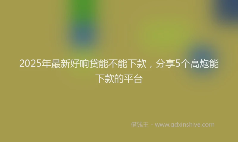 2025年最新好响贷能不能下款，分享5个高炮能下款的平台
