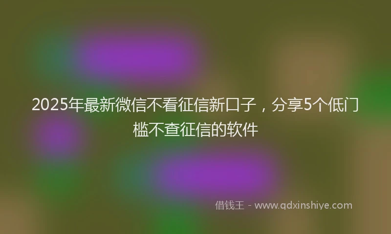 2025年最新微信不看征信新口子，分享5个低门槛不查征信的软件