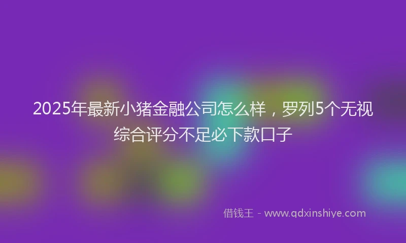 2025年最新小猪金融公司怎么样，罗列5个无视综合评分不足必下款口子