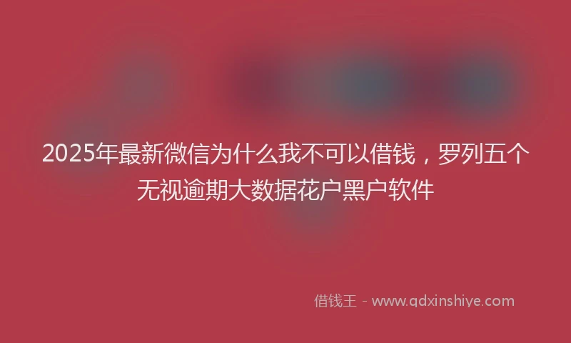 2025年最新微信为什么我不可以借钱，罗列五个无视逾期大数据花户黑户软件