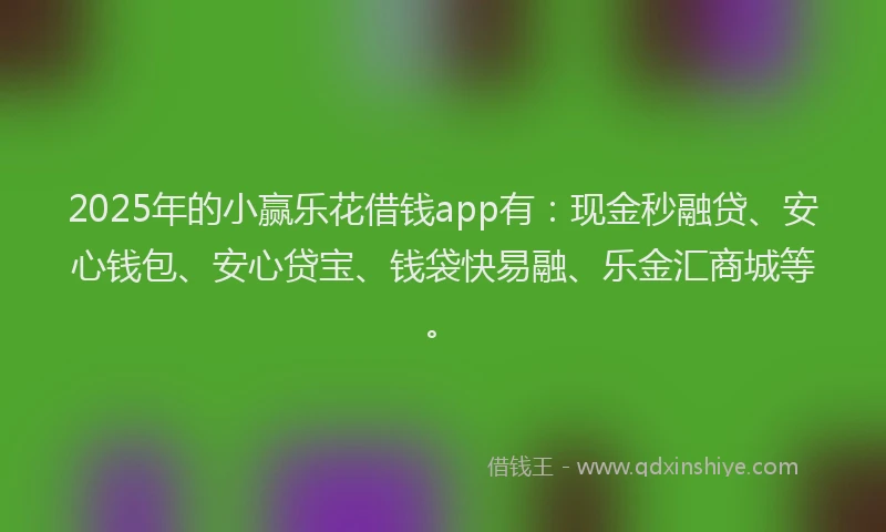 2025年的小赢乐花借钱app有：现金秒融贷、安心钱包、安心贷宝、钱袋快易融、乐金汇商城等。