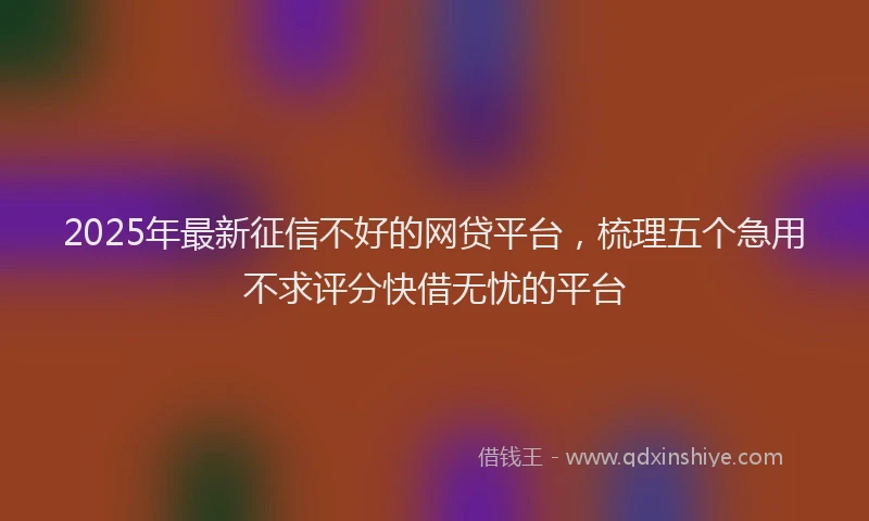 2025年最新征信不好的网贷平台，梳理五个急用不求评分快借无忧的平台