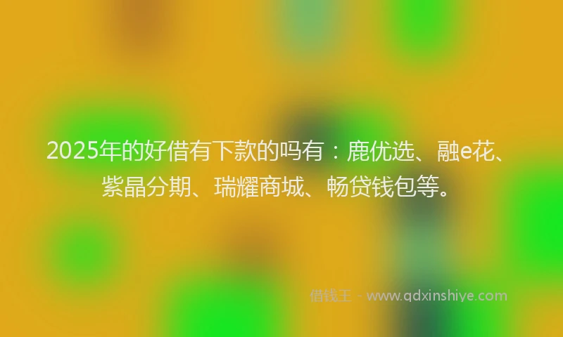 2025年的好借有下款的吗有：鹿优选、融e花、紫晶分期、瑞耀商城、畅贷钱包等。