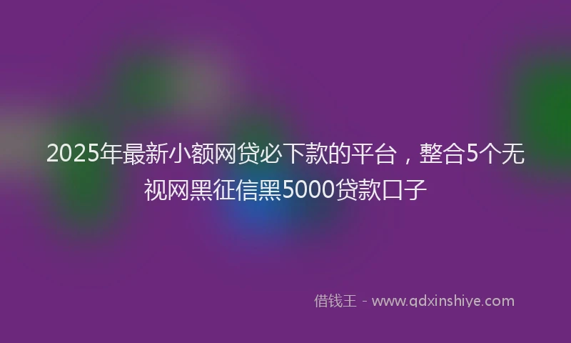 2025年最新小额网贷必下款的平台，整合5个无视网黑征信黑5000贷款口子