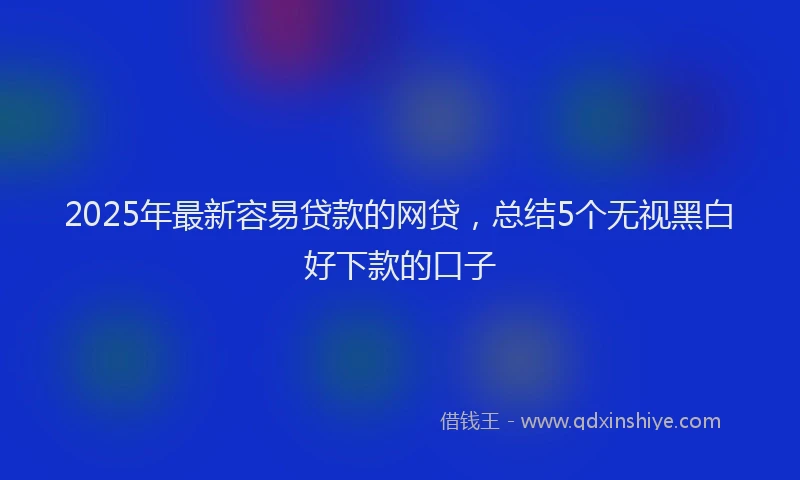 2025年最新容易贷款的网贷，总结5个无视黑白好下款的口子