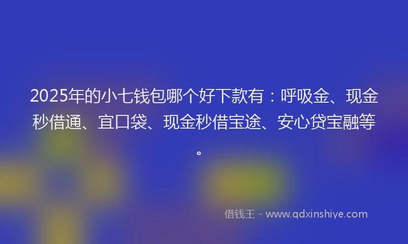 2025年的小七钱包哪个好下款有：呼吸金、现金秒借通、宜口袋、现金秒借宝途、安心贷宝融等。