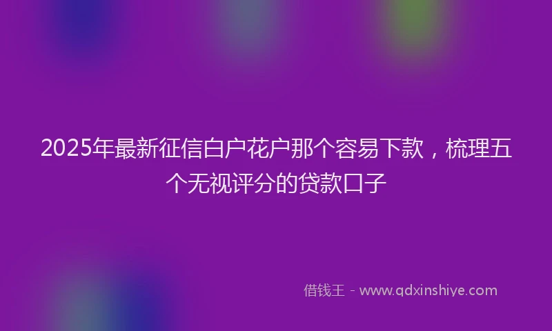 2025年最新征信白户花户那个容易下款，梳理五个无视评分的贷款口子