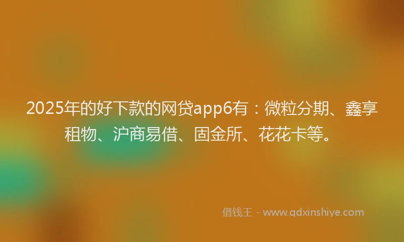 2025年的好下款的网贷app6有：微粒分期、鑫享租物、沪商易借、固金所、花花卡等。