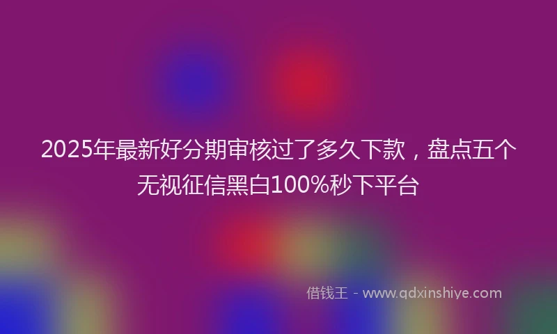 2025年最新好分期审核过了多久下款，盘点五个无视征信黑白100%秒下平台