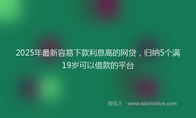 2025年最新容易下款利息高的网贷，归纳5个满19岁可以借款的平台