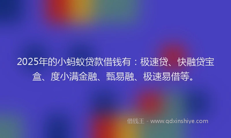 2025年的小蚂蚁贷款借钱有：极速贷、快融贷宝盒、度小满金融、甄易融、极速易借等。